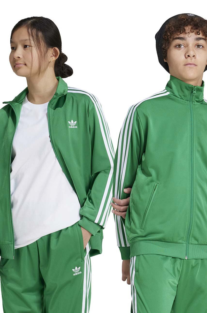 adidas Originals bluza copii FIREBIRD TOP culoarea verde, cu imprimeu, IY9801