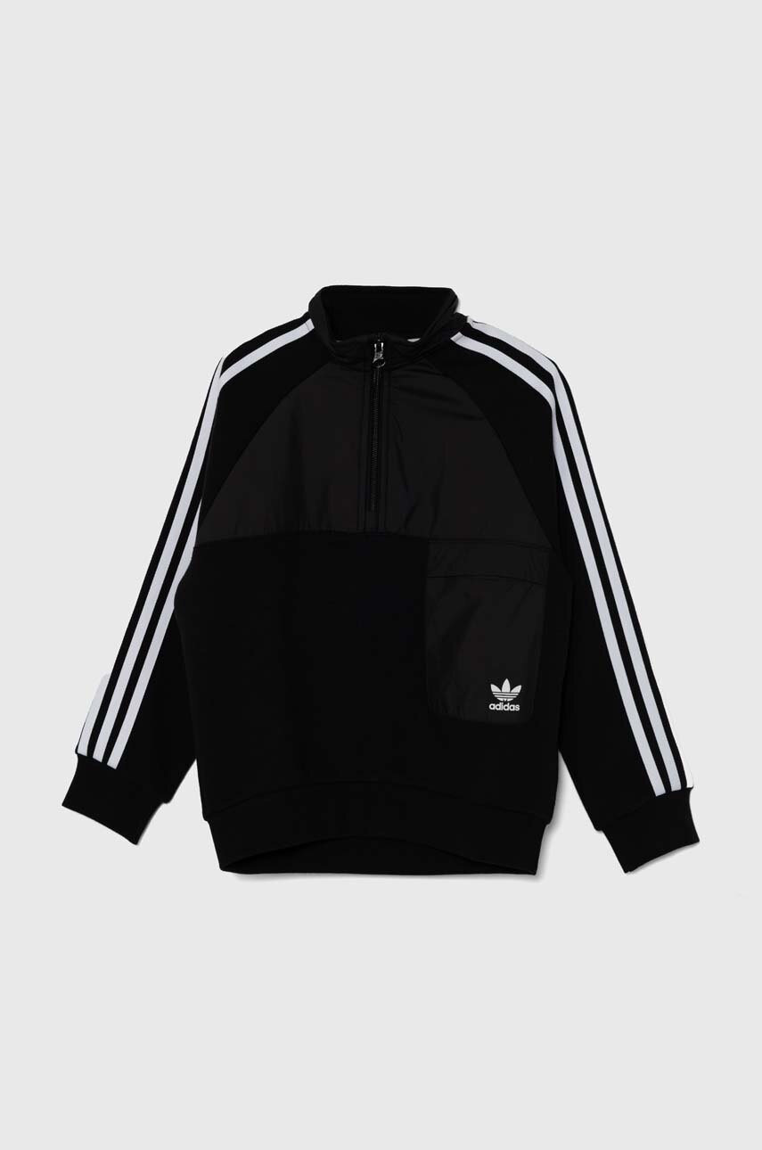 Дитяча кофта adidas Originals HZ CREW колір чорний з аплікацією IY9810 Дитяча кофта adidas Originals HZ CREW колір чорний з аплікацією IY9810