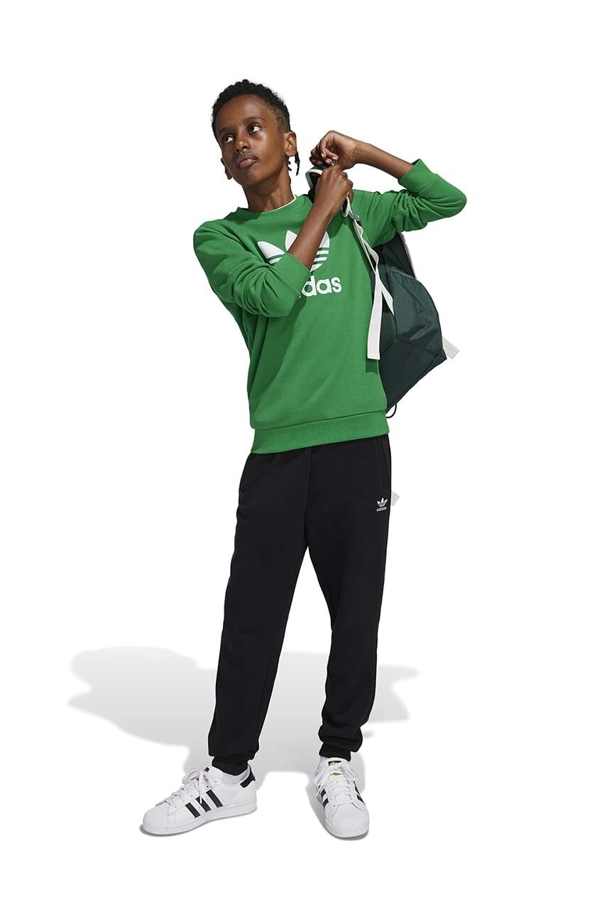 adidas Originals bluza copii TREFOIL CREW culoarea verde, cu imprimeu, IY7439