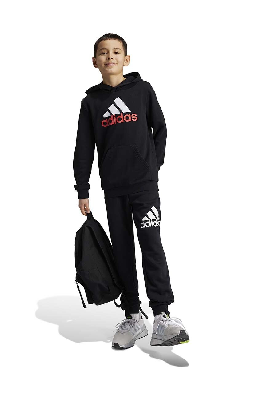 adidas bluza copii U BL 2 HOODIE culoarea negru, cu glugă, cu imprimeu, IV7323 adidas bluza copii U BL 2 HOODIE culoarea negru, cu glugă, cu imprimeu, IV7323