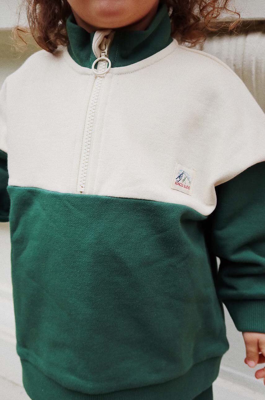

Детски суичър Konges Sløjd LOU HALF ZIP SWEAT OCS в зелено с изчистен дизайн KS101563, Зелен