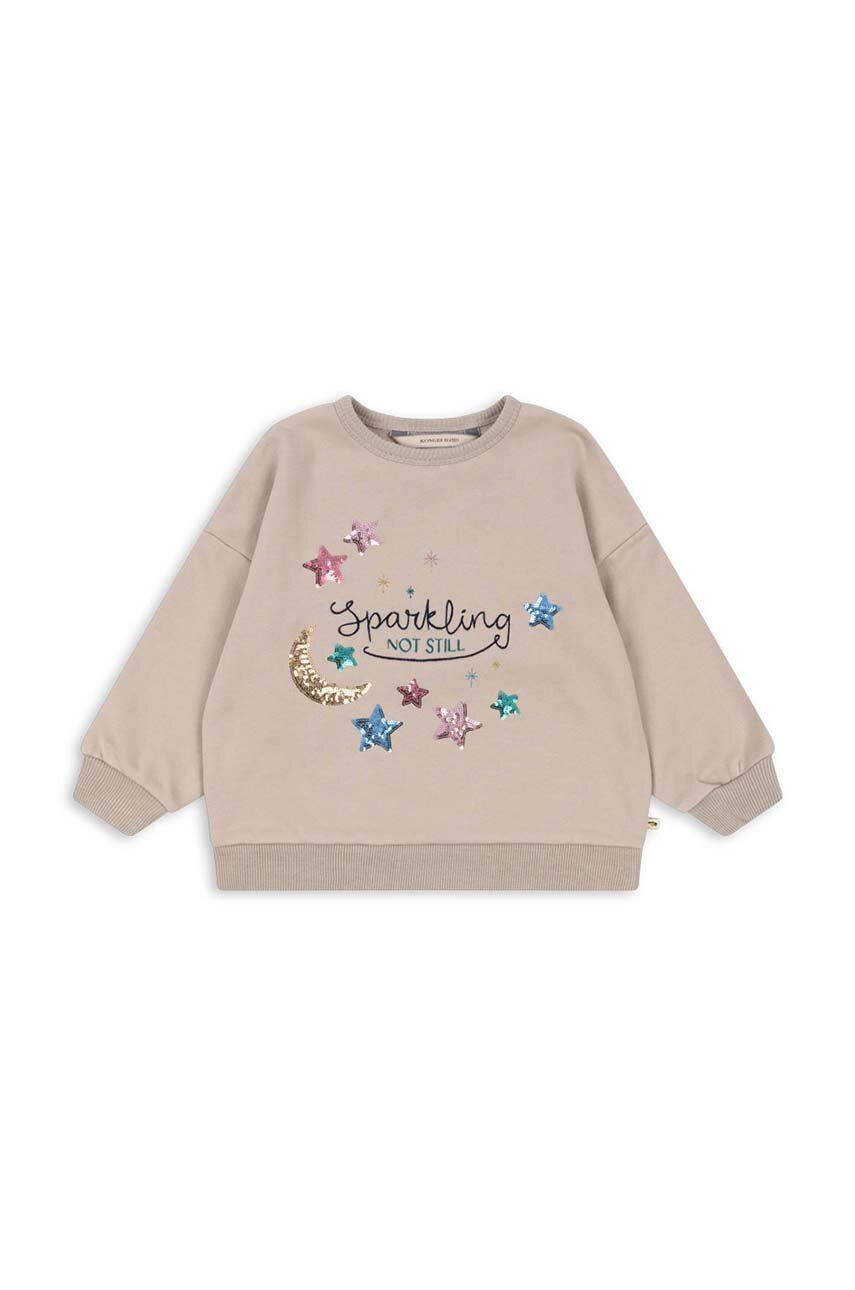 Konges Sløjd bluza copii LOU SEQUIN SWEATSHIRT OCS culoarea bej, cu imprimeu, KS101564