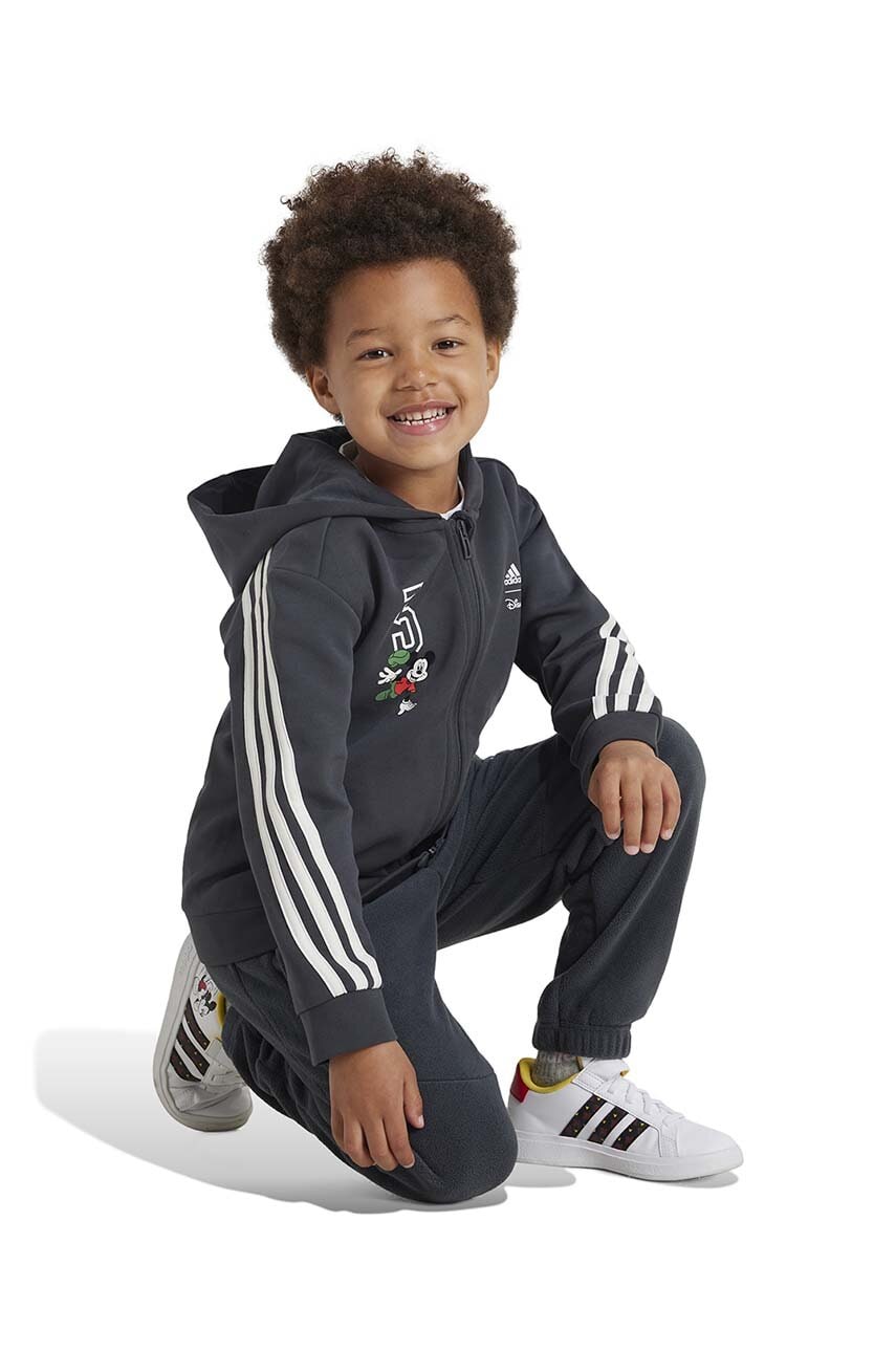 adidas bluza copii LK DY MM TT culoarea negru, cu gluga, cu imprimeu, IV9621
