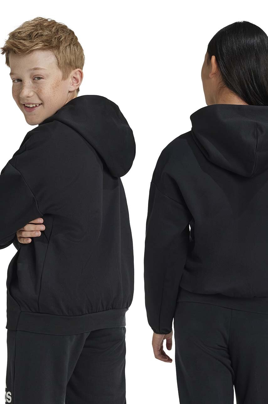 Дитяча кофта adidas J Z.N.E. HD колір чорний з капюшоном однотонна JF2489