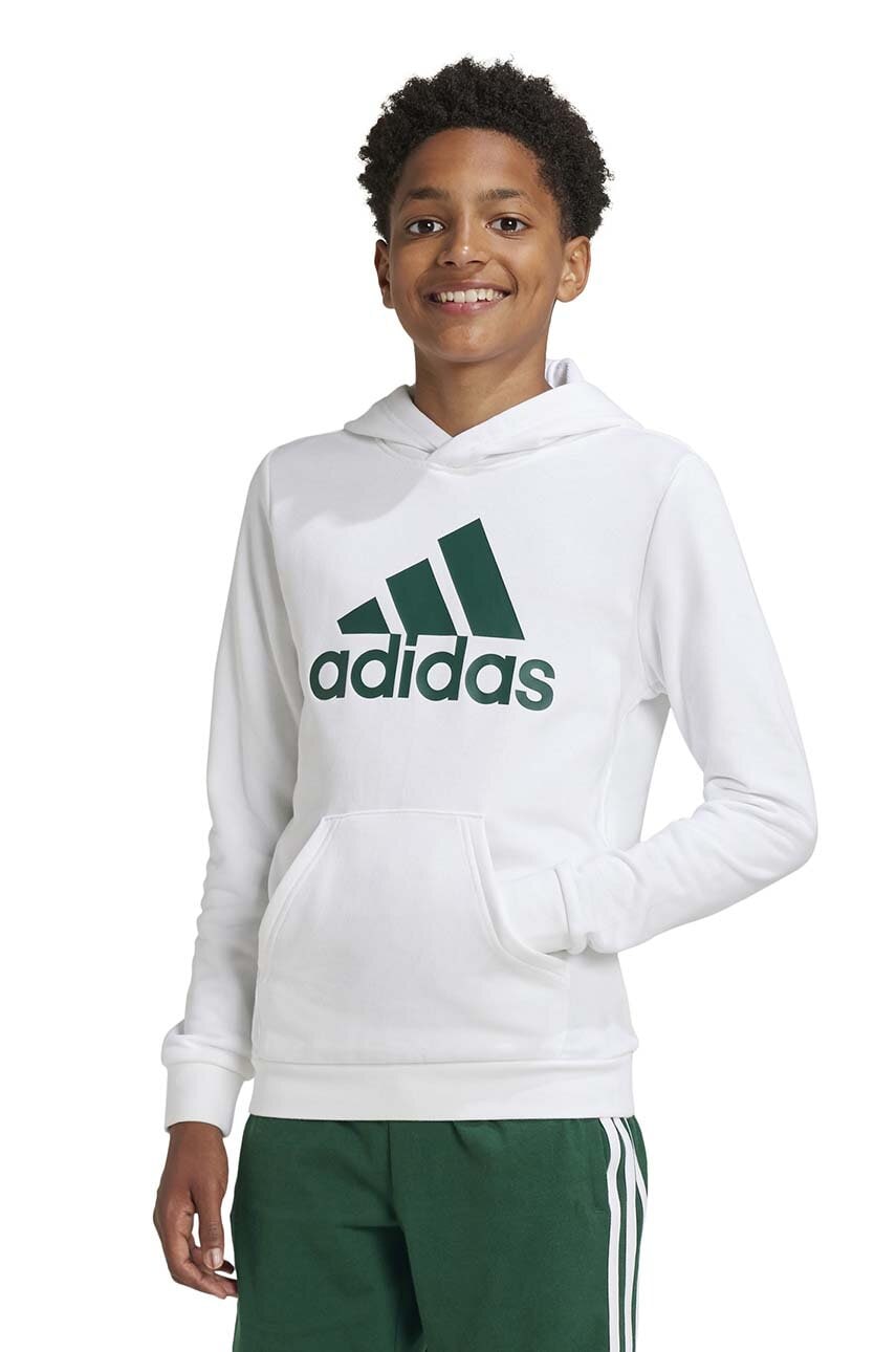 adidas bluză copii U BL HOODIE culoarea alb, cu glugă, cu imprimeu, IV7325 adidas bluză copii U BL HOODIE culoarea alb, cu glugă, cu imprimeu, IV7325
