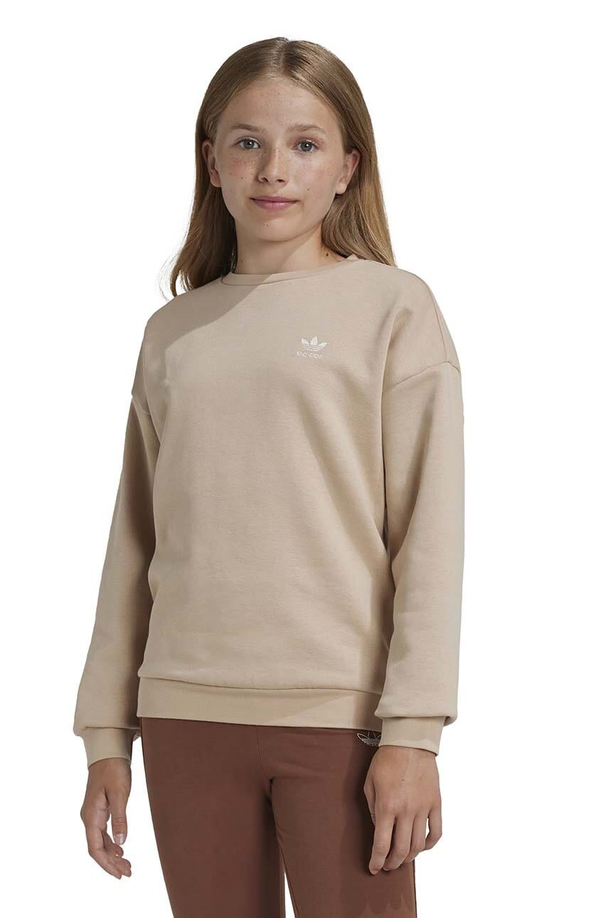 adidas Originals bluza copii BOYFRIEND CREW culoarea bej, neted, IX7642 adidas Originals bluza copii BOYFRIEND CREW culoarea bej, neted, IX7642