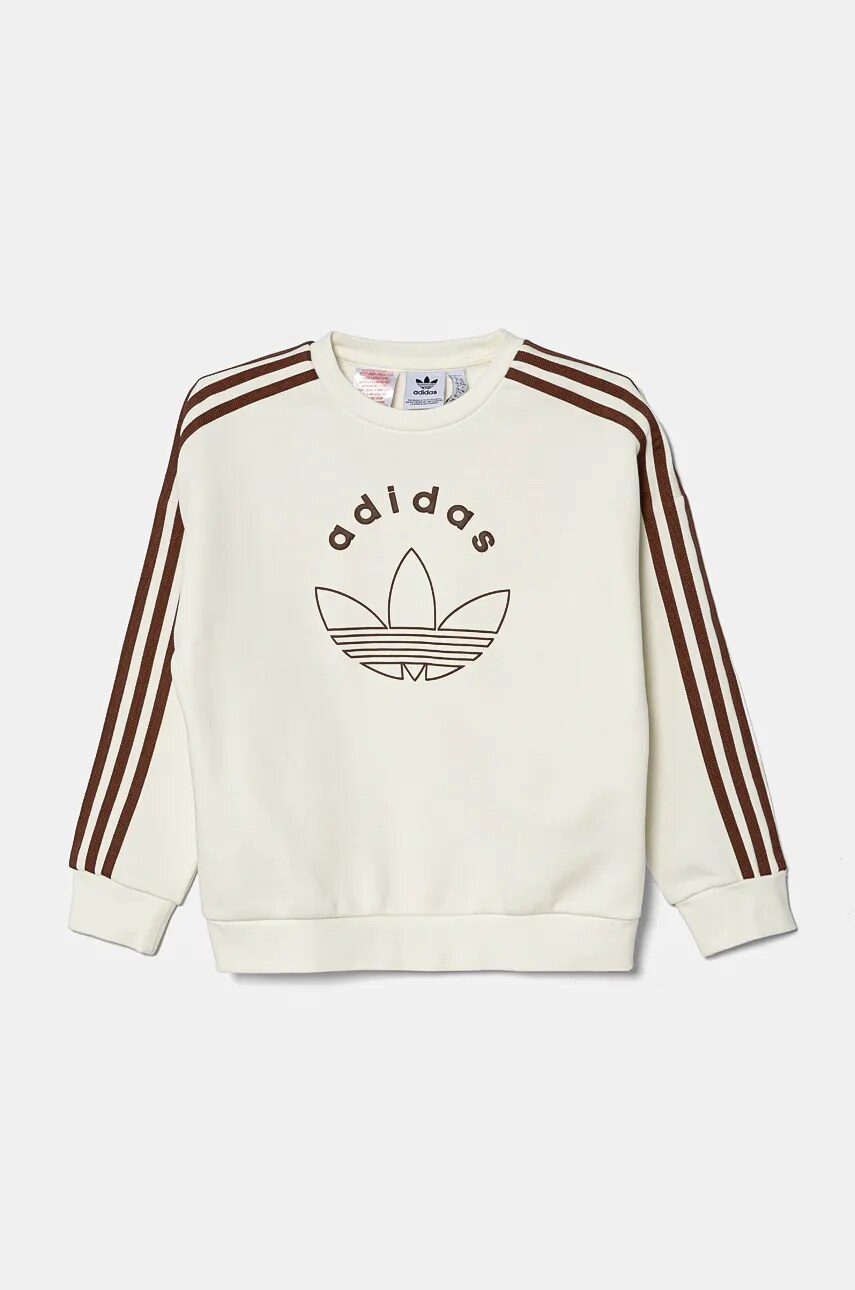 adidas Originals bluza copii CREW culoarea bej, cu imprimeu, IY9546