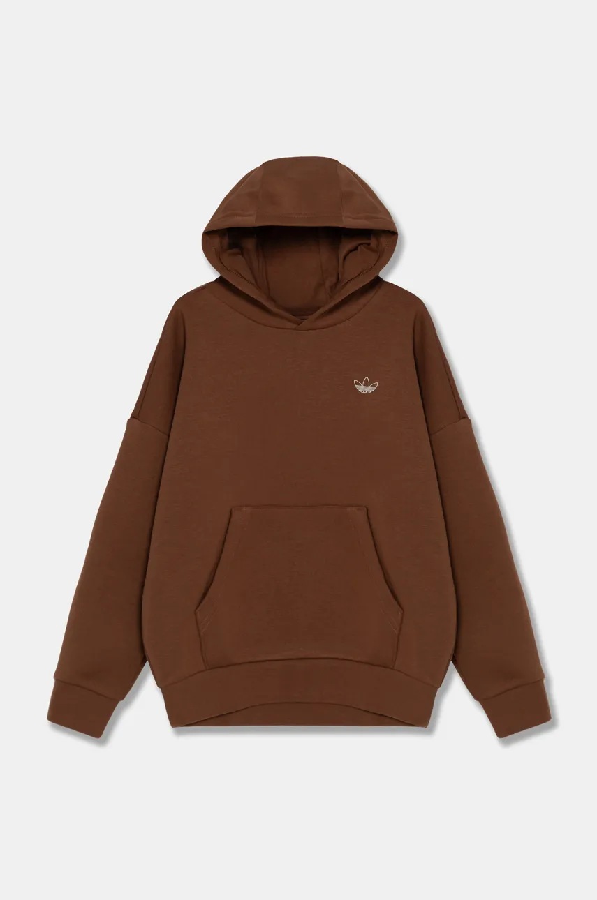 Детская кофта adidas Originals HOODIE цвет коричневый с капюшоном с принтом IY9553