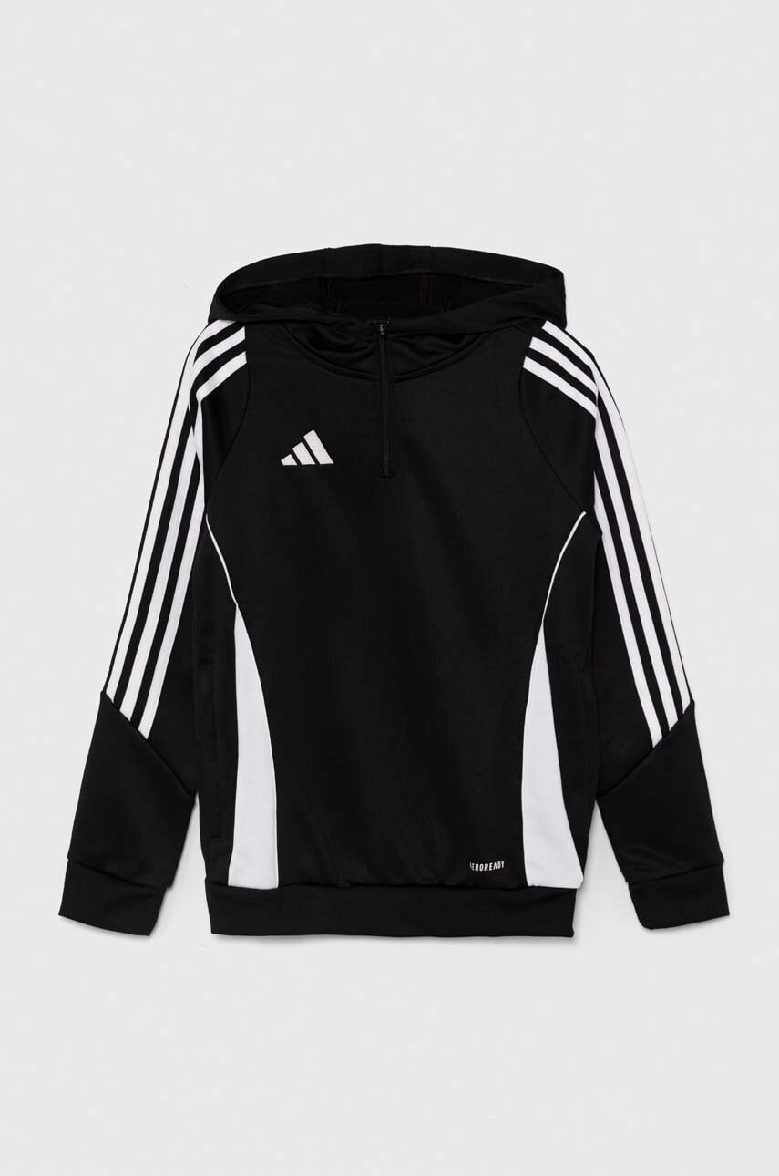 adidas Performance bluza copii TIRO24 TRHOODY culoarea negru, cu glugă, cu imprimeu, IJ9960 adidas Performance bluza copii TIRO24 TRHOODY culoarea negru, cu glugă, cu imprimeu, IJ9960