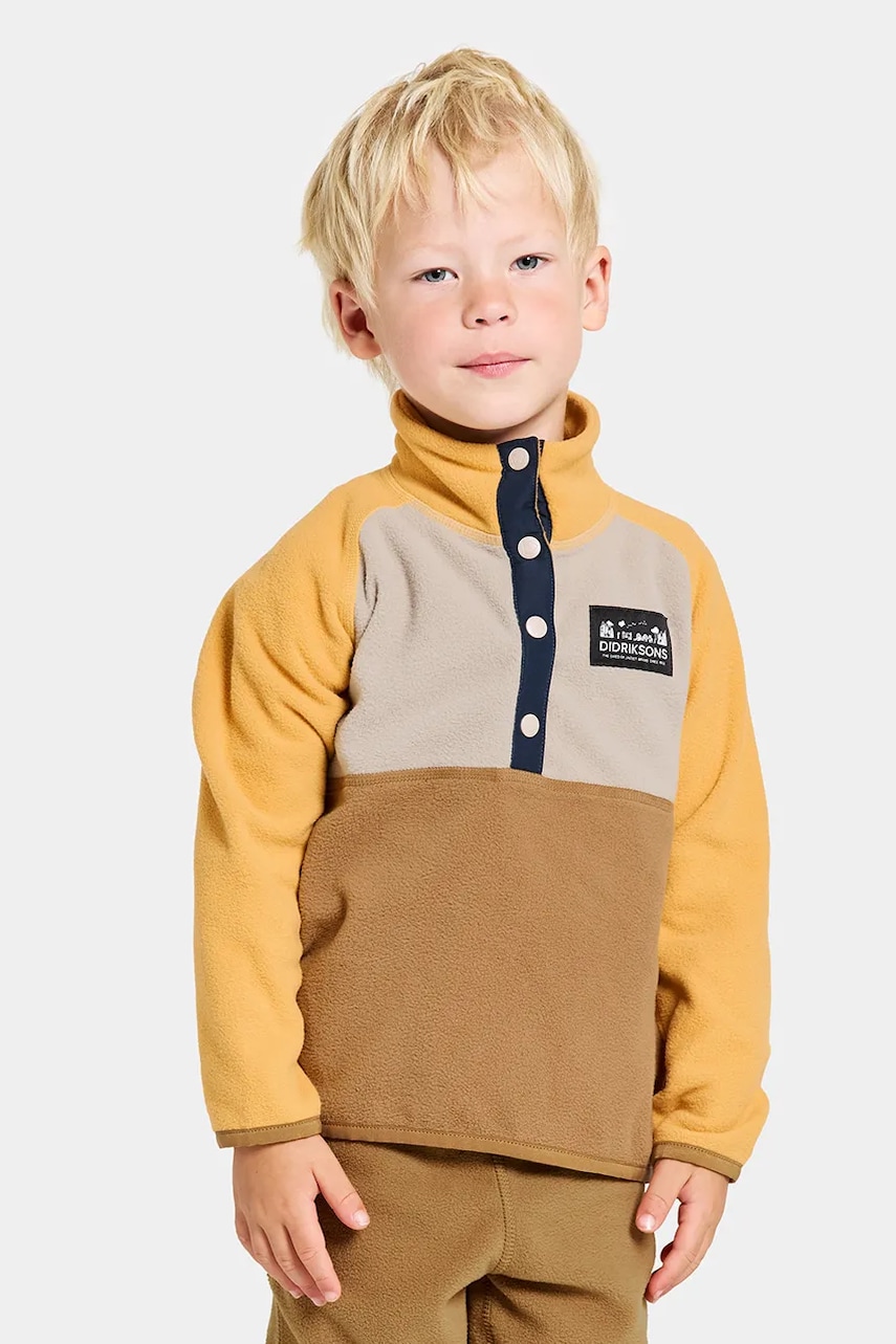 Didriksons hanorac polar pentru copii MONTE KIDS HALF BU culoarea galben, modelator, 505590 Didriksons hanorac polar pentru copii MONTE KIDS HALF BU culoarea galben, modelator, 505590