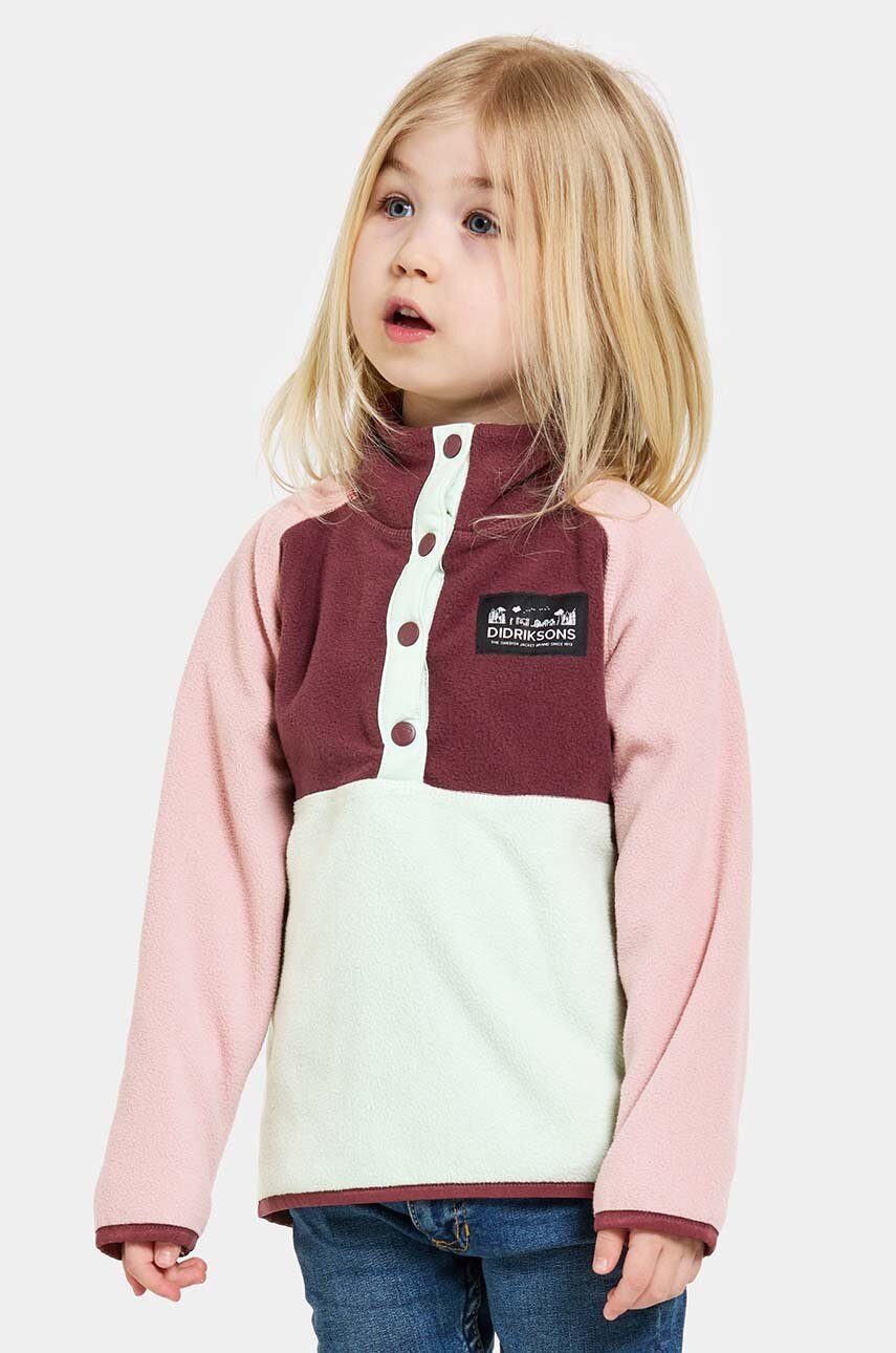 

Детски поларен суичър Didriksons MONTE KIDS HALF BU в розово с десен 505590, Розов