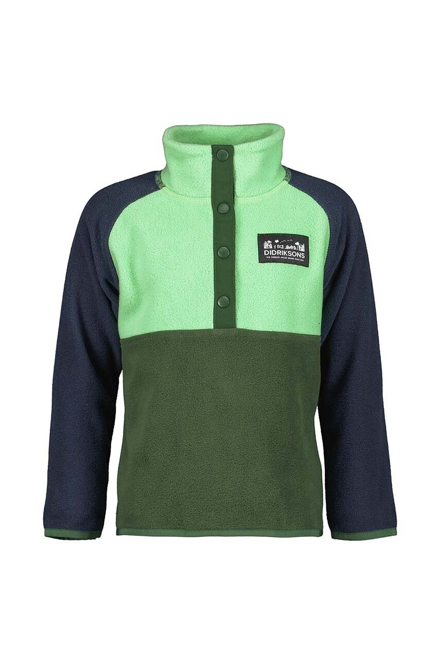 Детская куртка из флиса Didriksons MONTE KIDS HALF BU цвет зелёный узор 505590