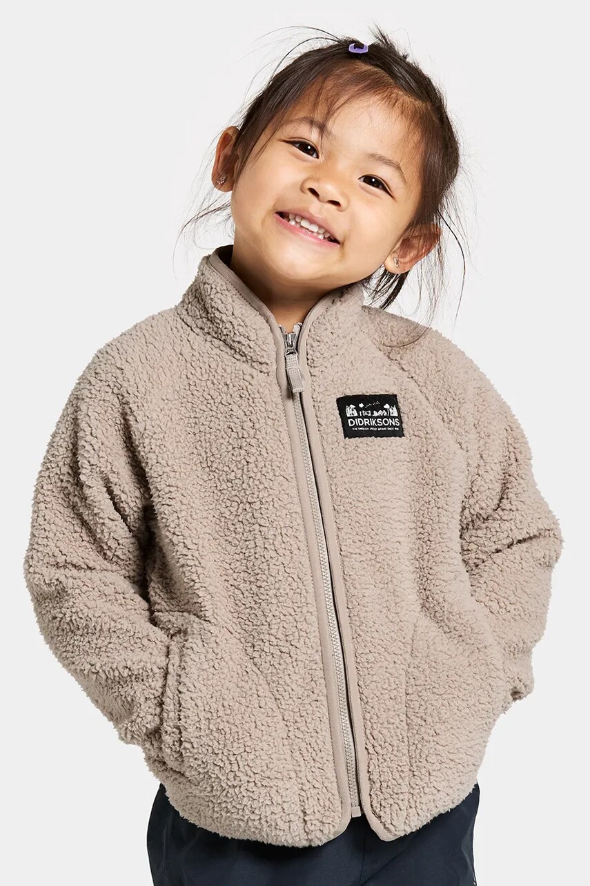 Didriksons hanorac polar pentru copii GIBBS KIDS FULLZIP culoarea bej, neted, 505577 Didriksons hanorac polar pentru copii GIBBS KIDS FULLZIP culoarea bej, neted, 505577