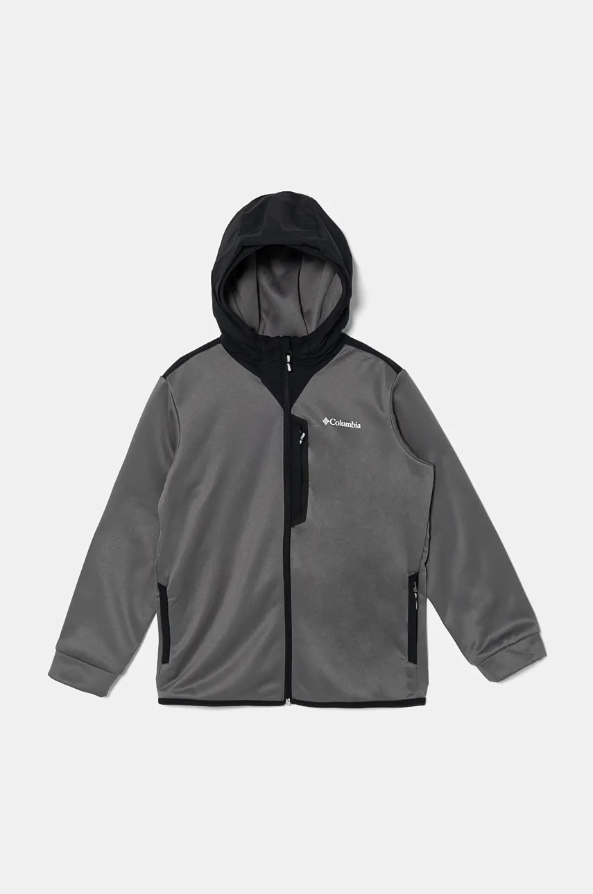 Columbia bluza copii Columbia Tech culoarea gri, cu glugă, neted, 2087491