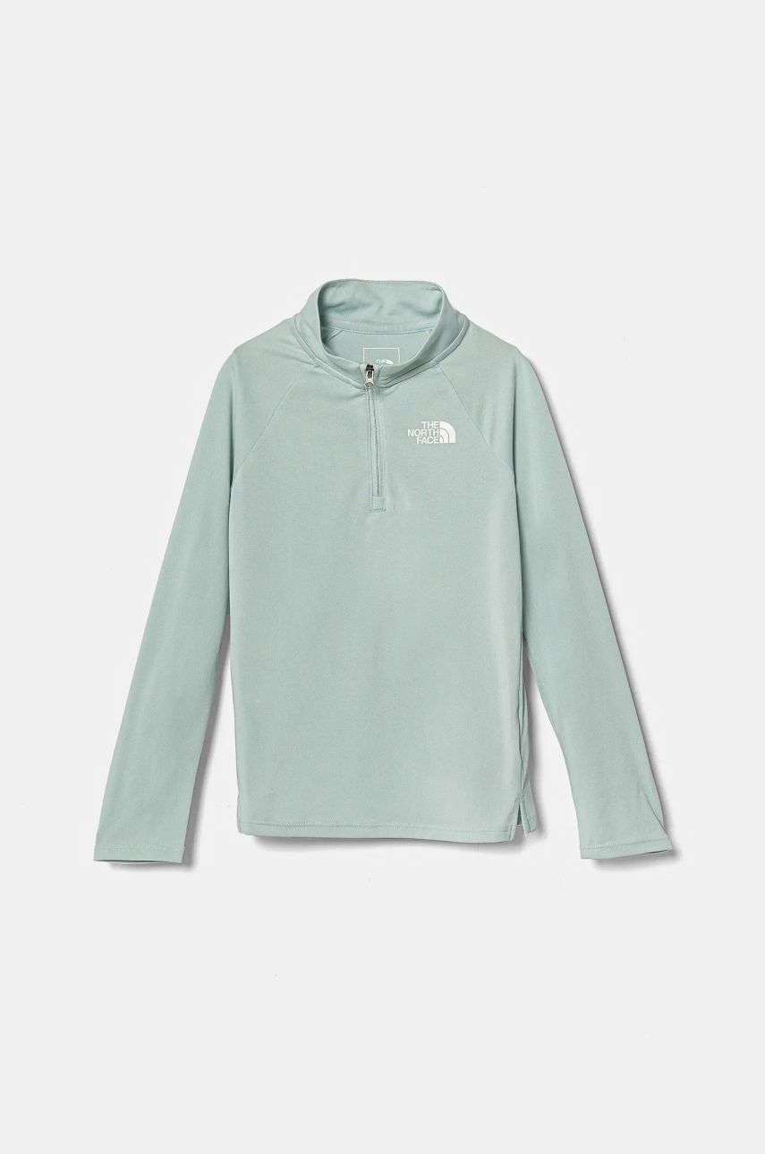 The North Face bluza copii NEVER STOP 1/4 ZIP culoarea turcoaz, neted, NF0A870Q1OC1