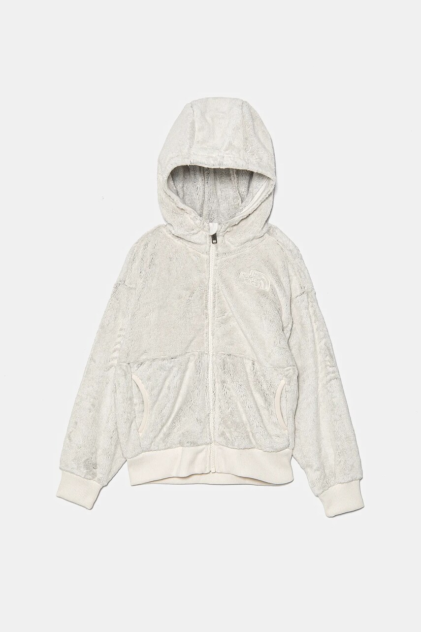 The North Face hanorac polar pentru copii OSITO F/Z HOODIE culoarea bej, cu glugă, neted, NF0A88UKQLI1