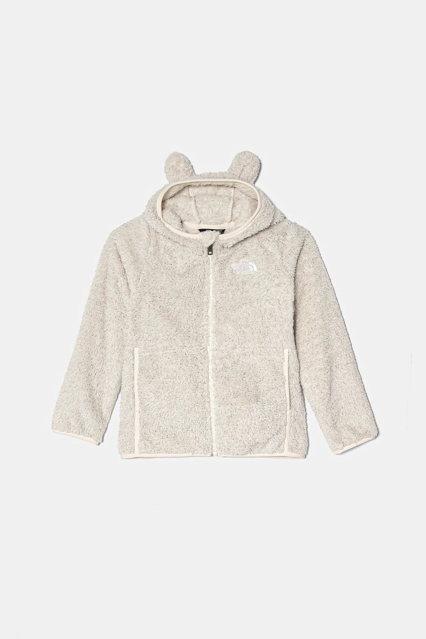 The North Face hanorac polar pentru copii CAMPSHIRE F/Z HOODIE culoarea bej, cu gluga, uni, NF0A88VR5QO1