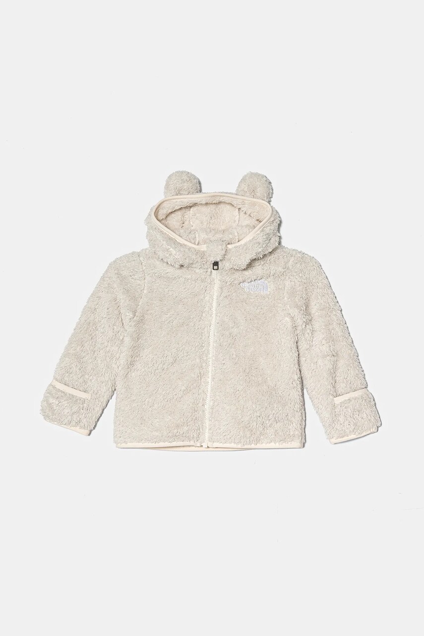 Levně Kojenecká fleecová mikina The North Face BABCAMPSHIRE F/Z HOODIE béžová barva, s kapucí, NF0A88VW5QO1