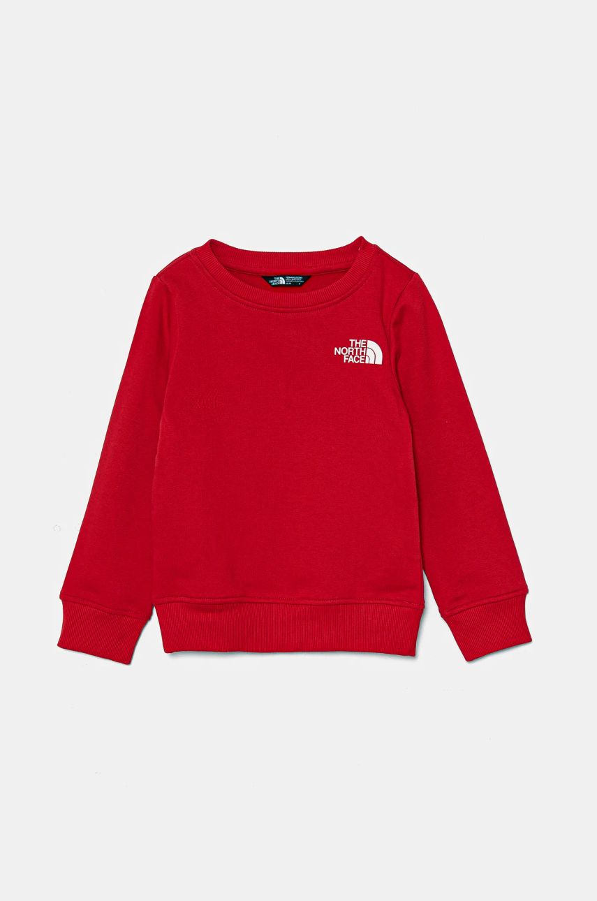 The North Face bluza copii REDBOX REGULAR CREW culoarea rosu, cu imprimeu, NF0A89H76821