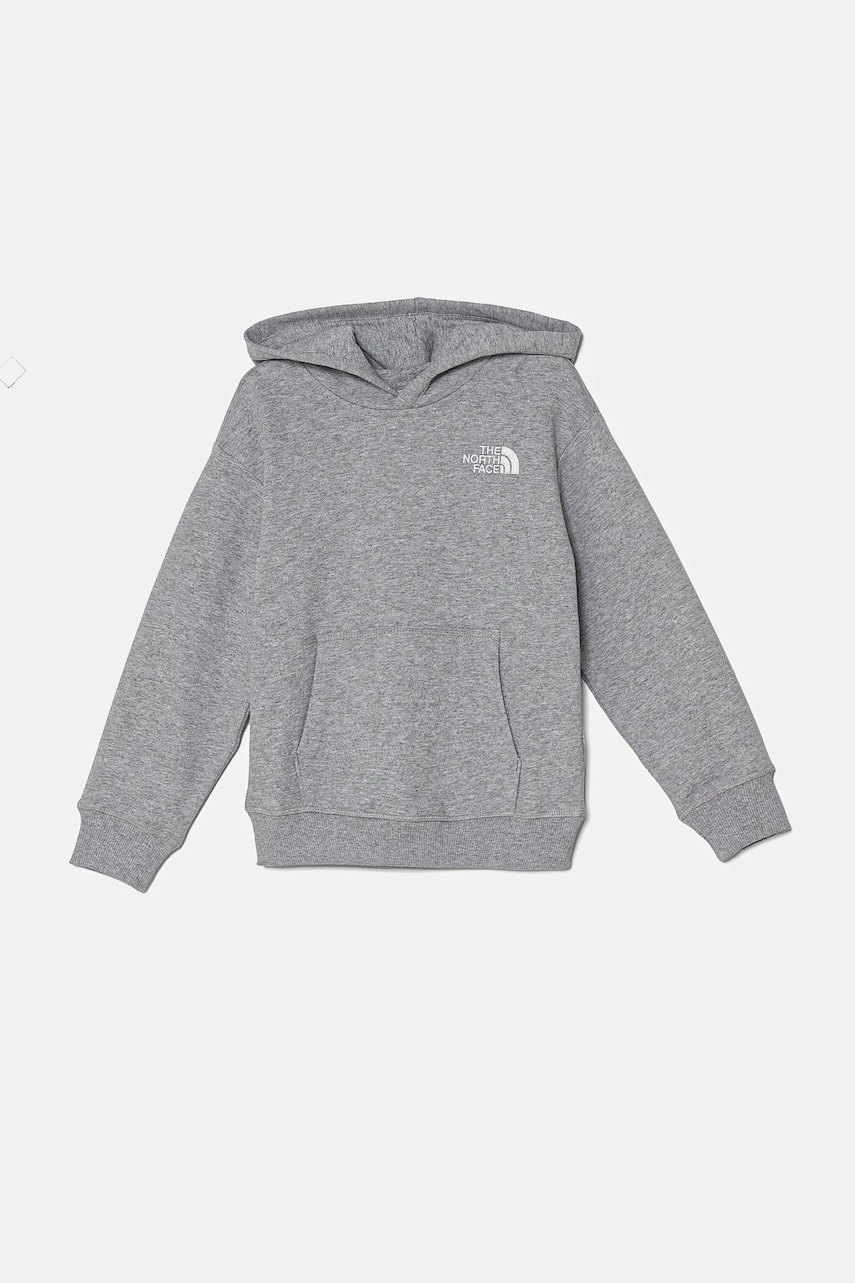 The North Face bluza copii ESSENTIAL OVERSIZED HOODIE culoarea gri, cu glugă, melanj, NF0A89HADYX1 The North Face bluza copii ESSENTIAL OVERSIZED HOODIE culoarea gri, cu glugă, melanj, NF0A89HADYX1