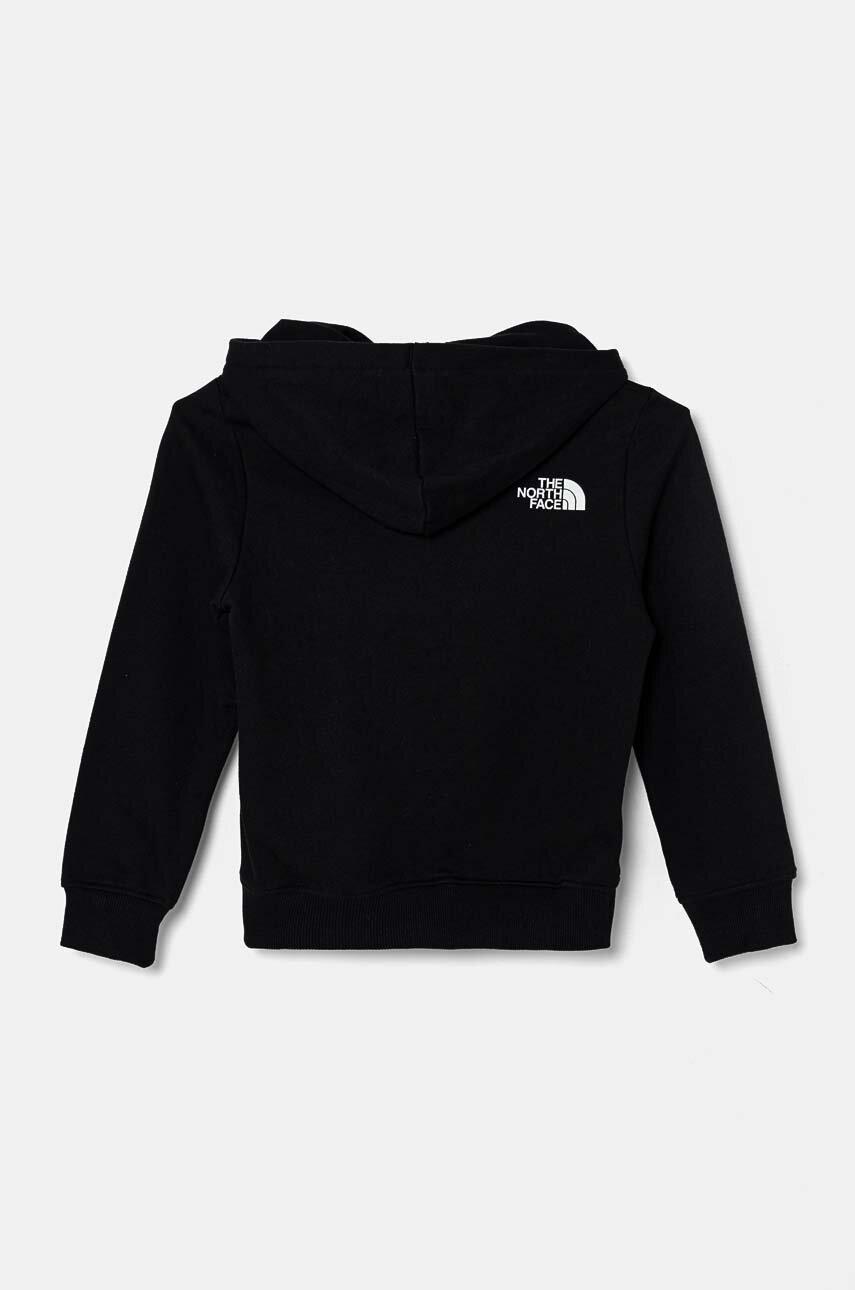 Дитяча бавовняна кофта The North Face VARSITGRAPHIC RELAXED HOODIE колір чорний з капюшоном з принтом NF0A89HBJK31