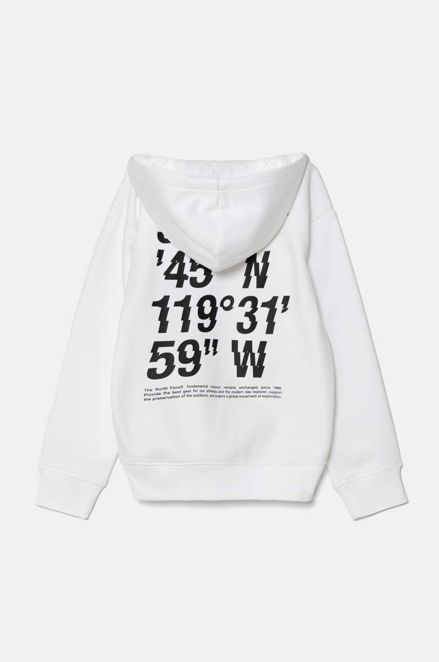 Дитяча кофта The North Face COORDINATES GRAPHIC OVERSIZED HOODIE колір білий з капюшоном з принтом NF0A89HKFN41 в Луцьку Дитяча кофта The North Face COORDINATES GRAPHIC OVERSIZED HOODIE колір білий з капюшоном з принтом NF0A89HKFN41 в Луцьку