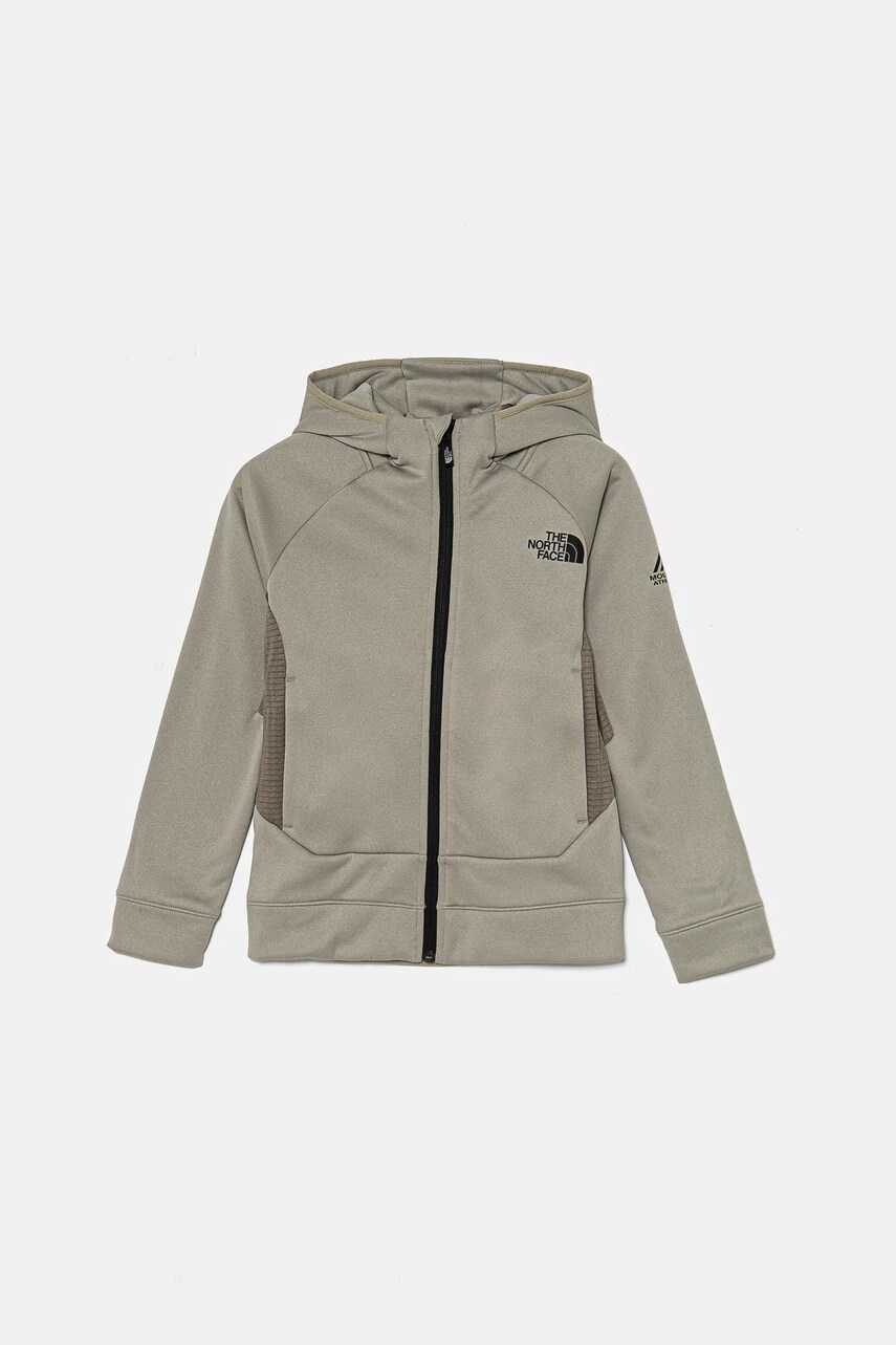 The North Face bluza MOUNTAIN ATHLETICS FULL ZIP HOODIE culoarea gri, cu glugă, neted, NF0A89HZ1I21
