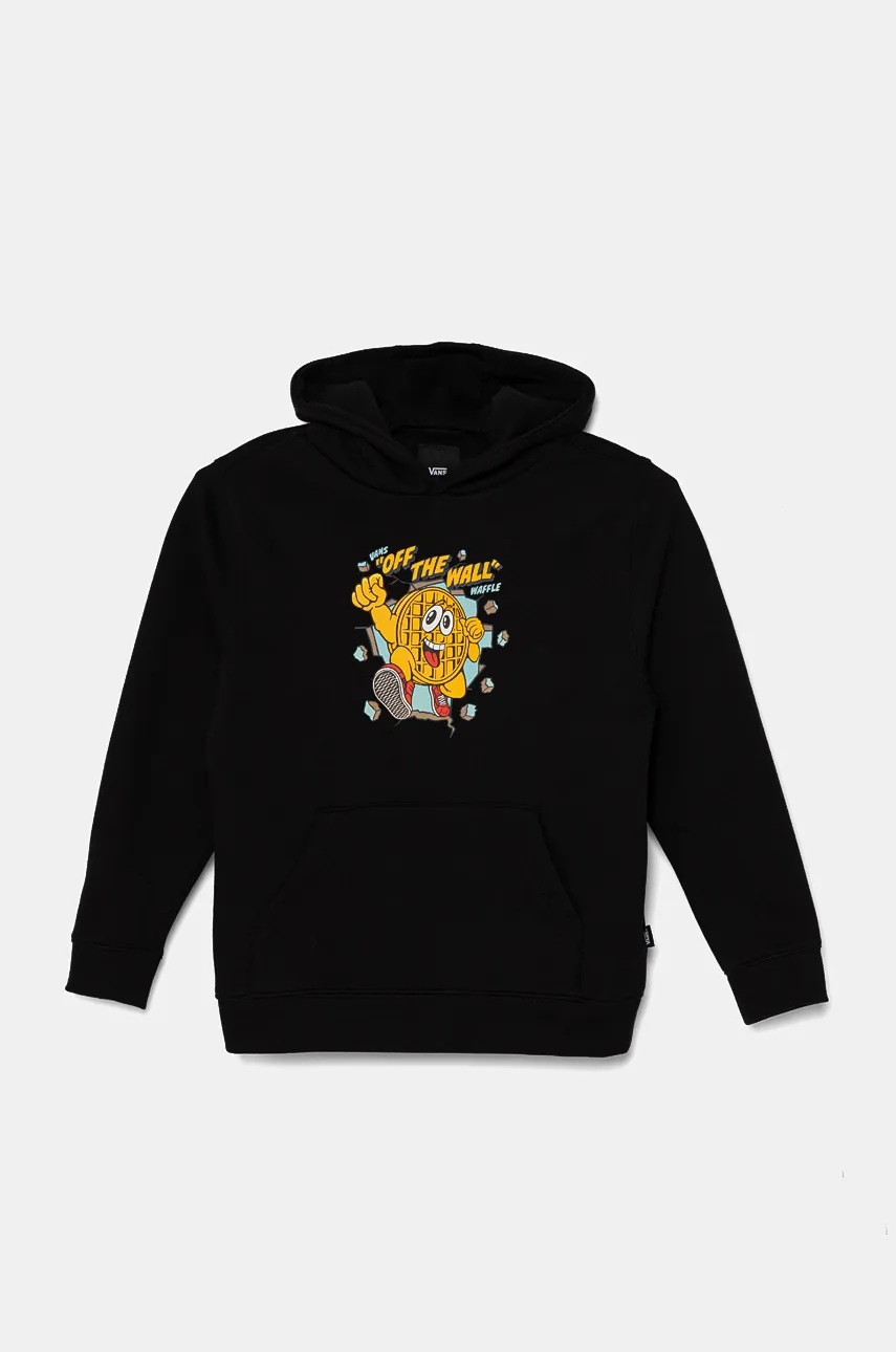 

Детски суичър Vans KD Waffle Man PO в черно с качулка с десен VN000JRUBLK1, Черен