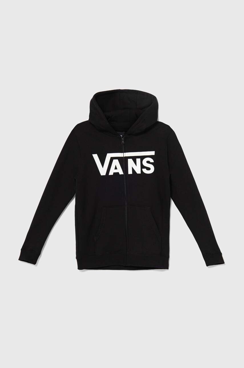 Vans hanorac de bumbac pentru copii Vans Classic II FZ culoarea negru, cu glugă, cu imprimeu, VN000JYBBLK1 Vans hanorac de bumbac pentru copii Vans Classic II FZ culoarea negru, cu glugă, cu imprimeu, VN000JYBBLK1