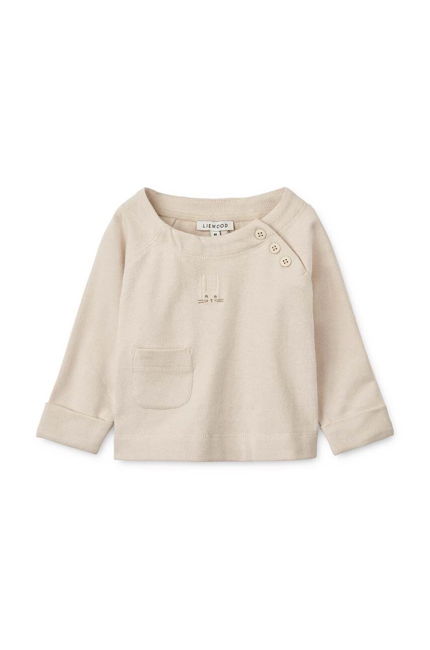Хлопковая кофта для младенцев Liewood Augustin Baby Top цвет бежевый с аппликацией LW19183