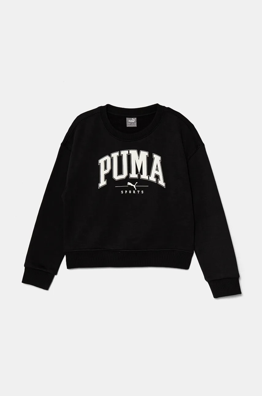 Puma bluza copii SQUAD Crew culoarea negru, cu imprimeu, 681763 Puma bluza copii SQUAD Crew culoarea negru, cu imprimeu, 681763