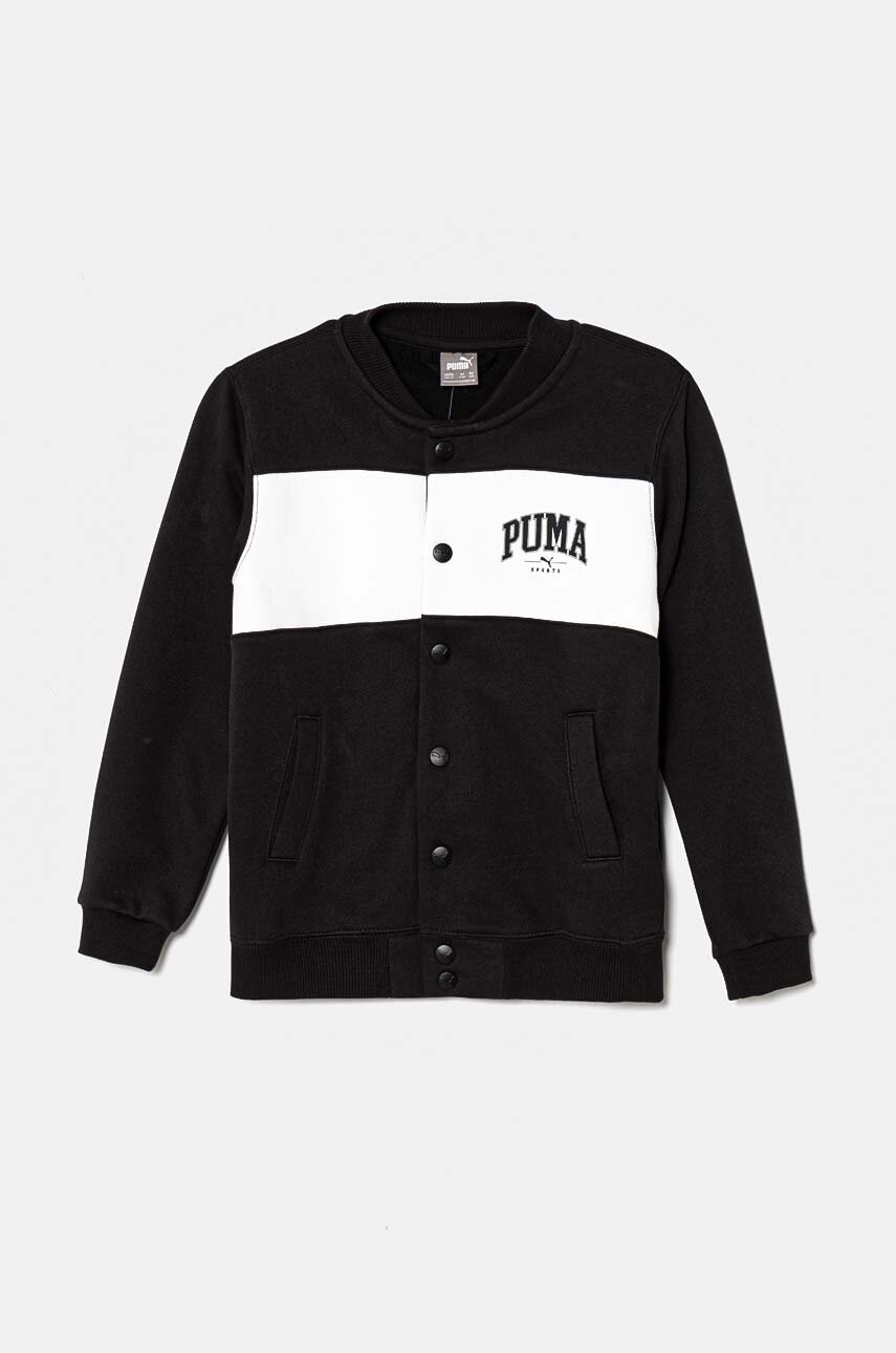 Puma bluza copii SQUAD Bomber Jacket culoarea negru, modelator, 682776 Puma bluza copii SQUAD Bomber Jacket culoarea negru, modelator, 682776