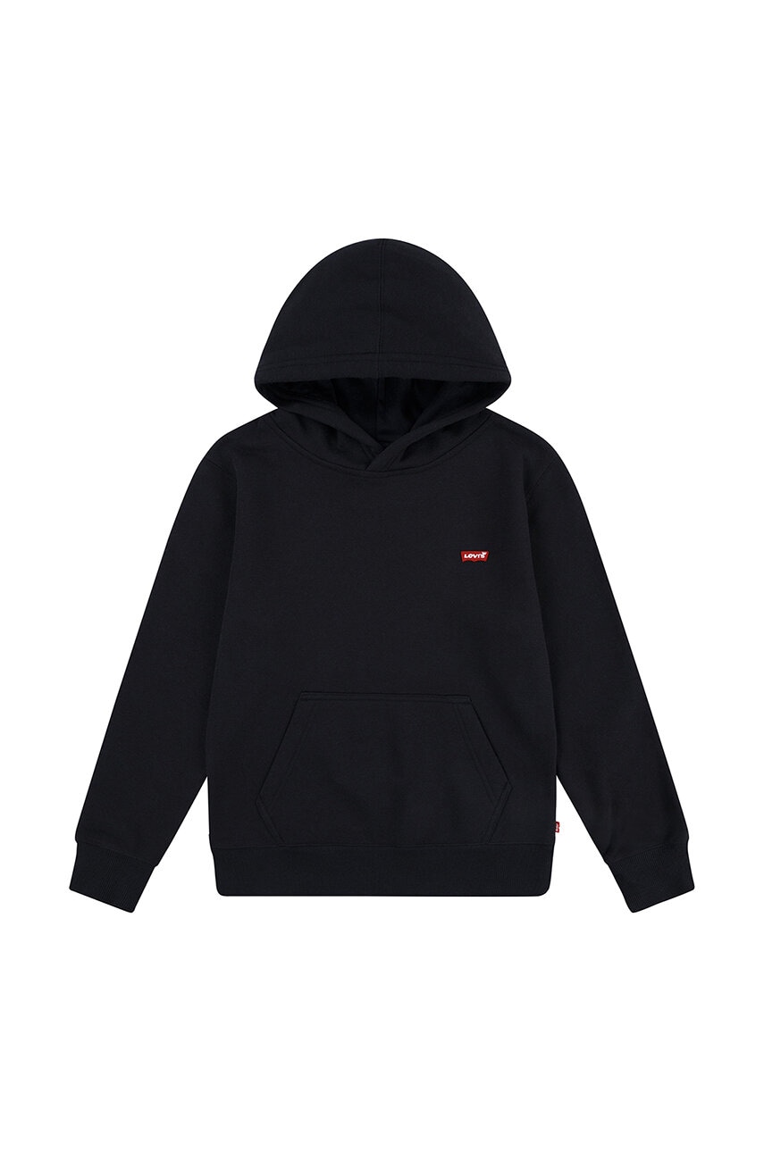 Levi's bluza copii MINI BATWING HOODIE culoarea negru, cu glugă, neted, 9EL452 Levi's bluza copii MINI BATWING HOODIE culoarea negru, cu glugă, neted, 9EL452