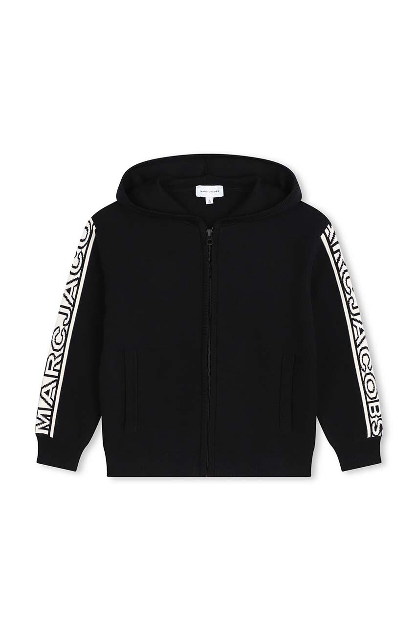 Marc Jacobs bluza copii culoarea negru, cu glugă, cu imprimeu, W60290