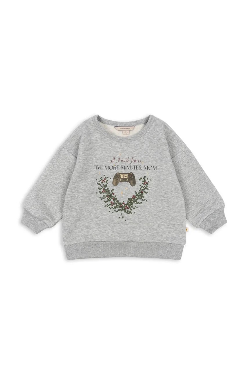 Дитяча кофта Konges Sløjd LOU SWEAT SHIRT OCS колір сірий з принтом KS102021