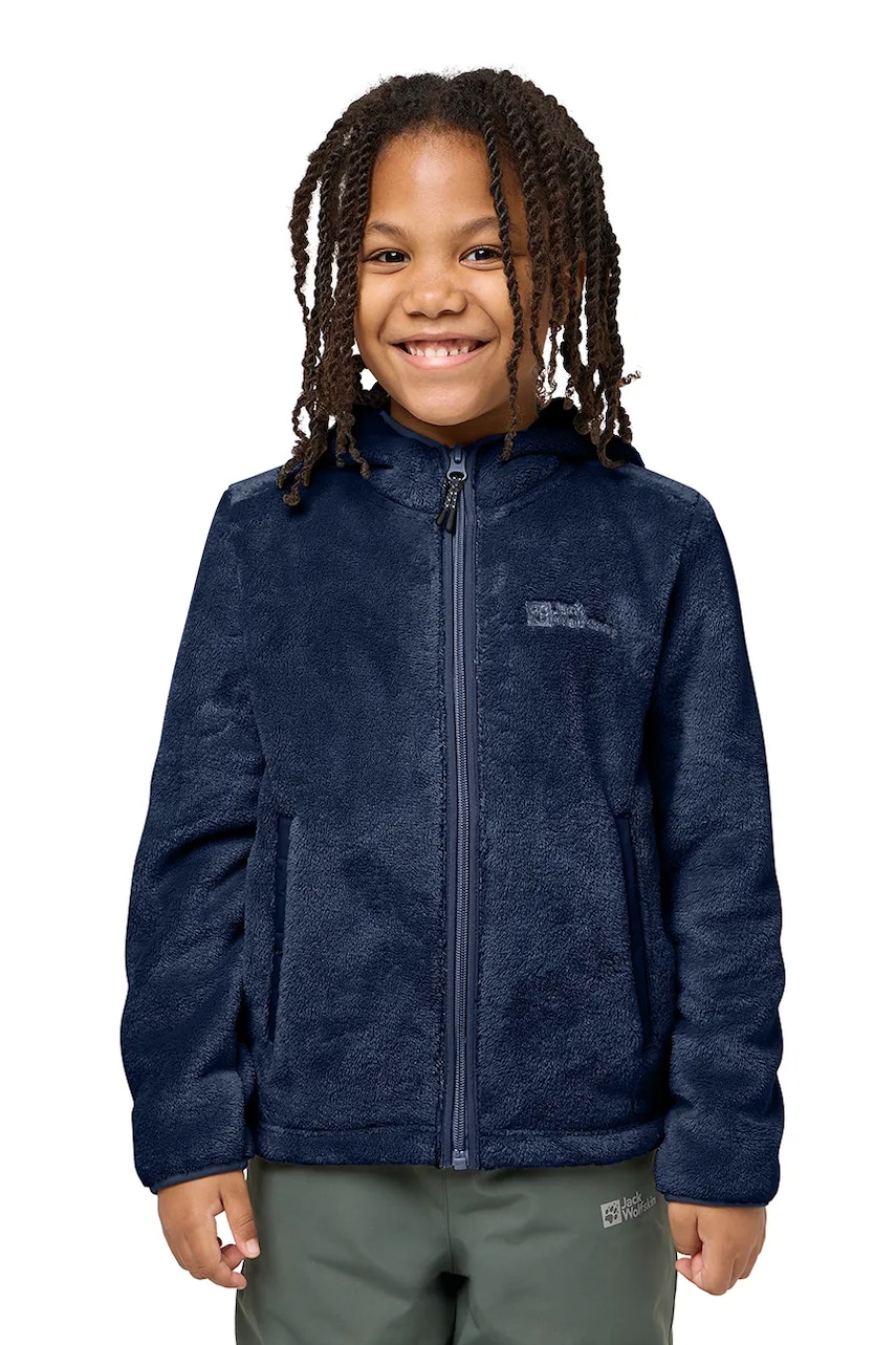 Jack Wolfskin bluză copii culoarea verde, cu glugă, uni, 1608672