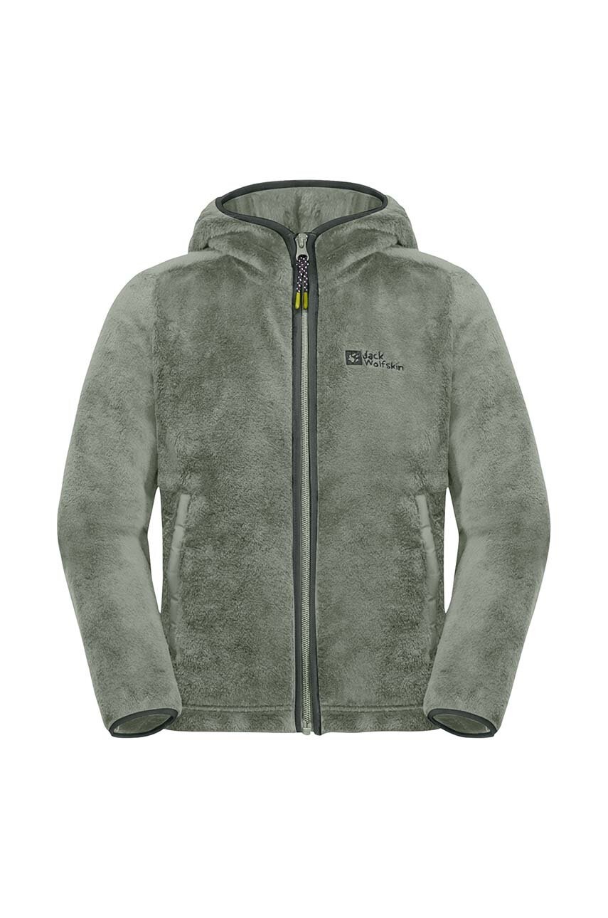 Детская кофта Jack Wolfskin цвет зелёный с капюшоном однотонная 1608672