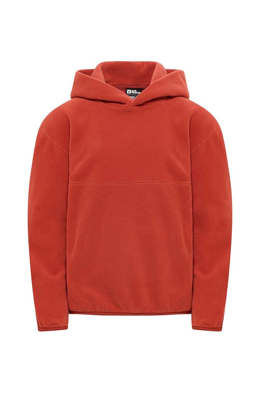 Jack Wolfskin bluza copii culoarea maro, cu gluga, neted, A60302