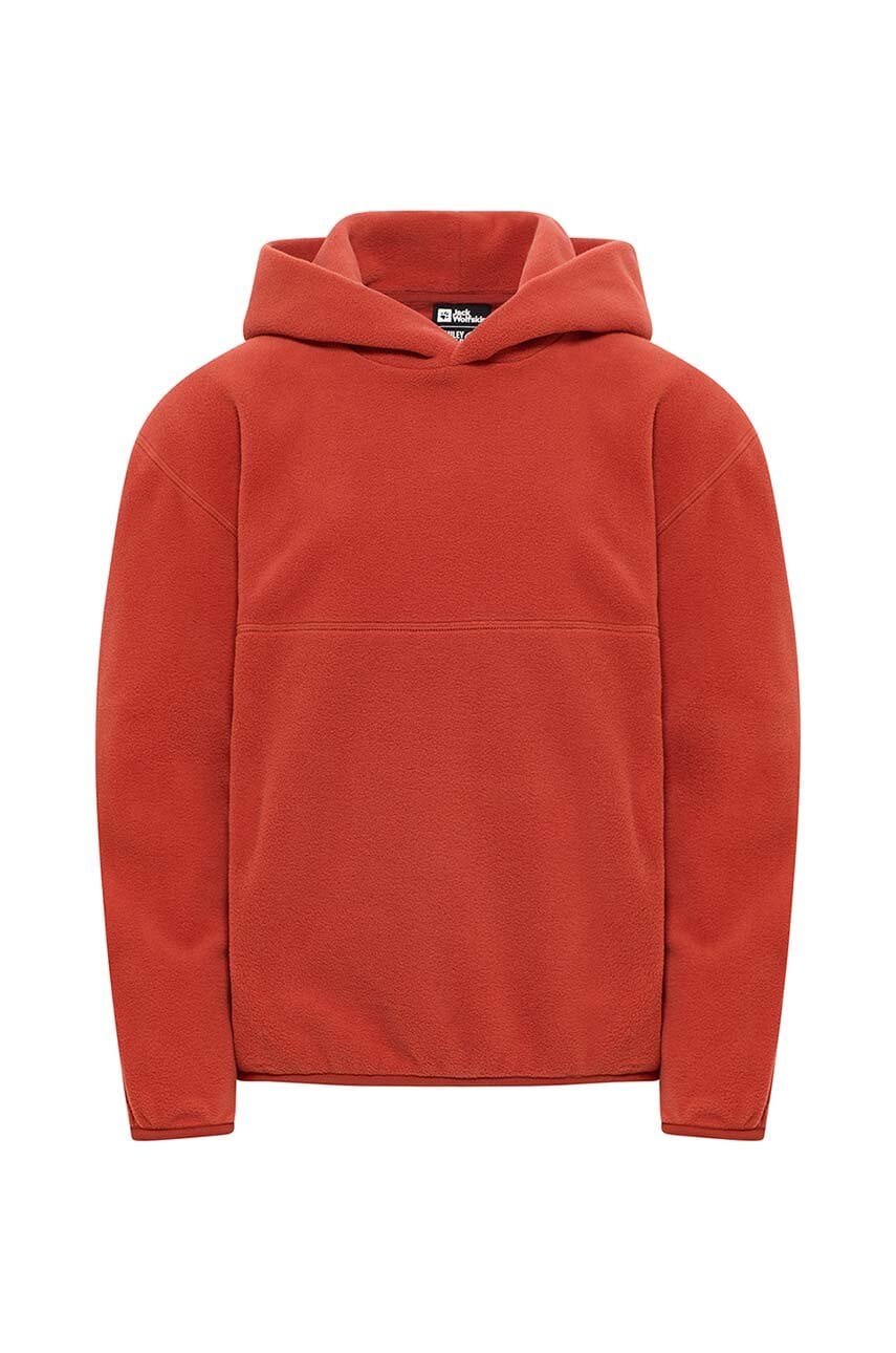 Jack Wolfskin bluza copii culoarea maro, cu glugă, neted, A60302