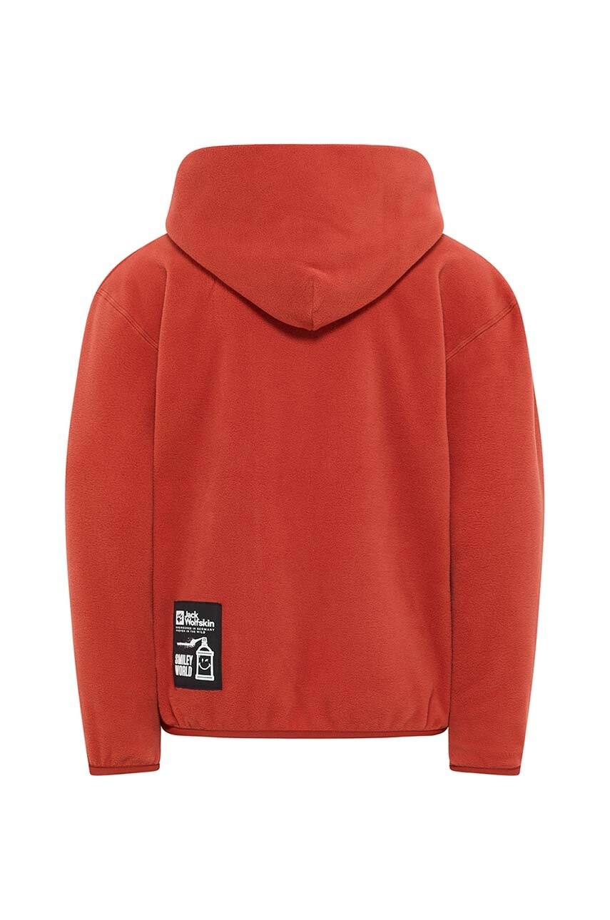 Детская кофта Jack Wolfskin цвет коричневый с капюшоном однотонная A60302