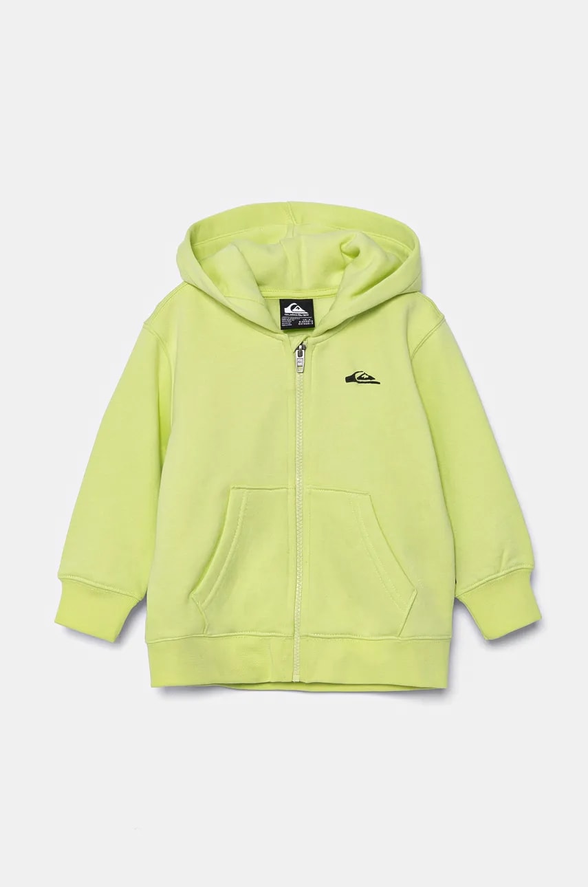 Quiksilver bluza copii GRAPHIC ZIP HOODIE culoarea verde, cu glugă, melanj, AQKFT03047 Quiksilver bluza copii GRAPHIC ZIP HOODIE culoarea verde, cu glugă, melanj, AQKFT03047