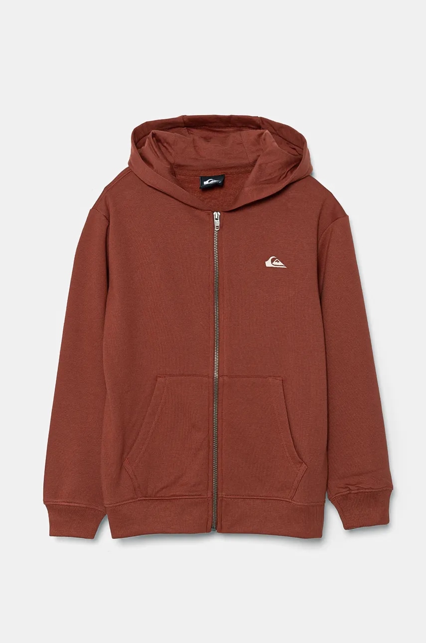 Quiksilver bluza copii BASIC HOOD ZIP culoarea portocaliu, cu glugă, neted, EQBFT03890 Quiksilver bluza copii BASIC HOOD ZIP culoarea portocaliu, cu glugă, neted, EQBFT03890