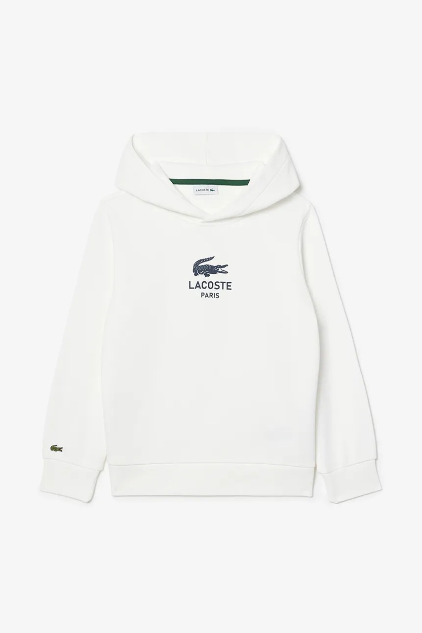 Детская хлопковая кофта Lacoste цвет белый с принтом SJ3004 Детская хлопковая кофта Lacoste цвет белый с принтом SJ3004