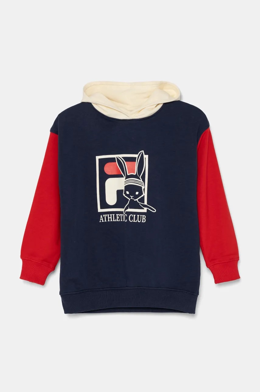 Fila bluza copii LIEBEROSE culoarea albastru marin, cu glugă, cu imprimeu, FAK0363 Fila bluza copii LIEBEROSE culoarea albastru marin, cu glugă, cu imprimeu, FAK0363