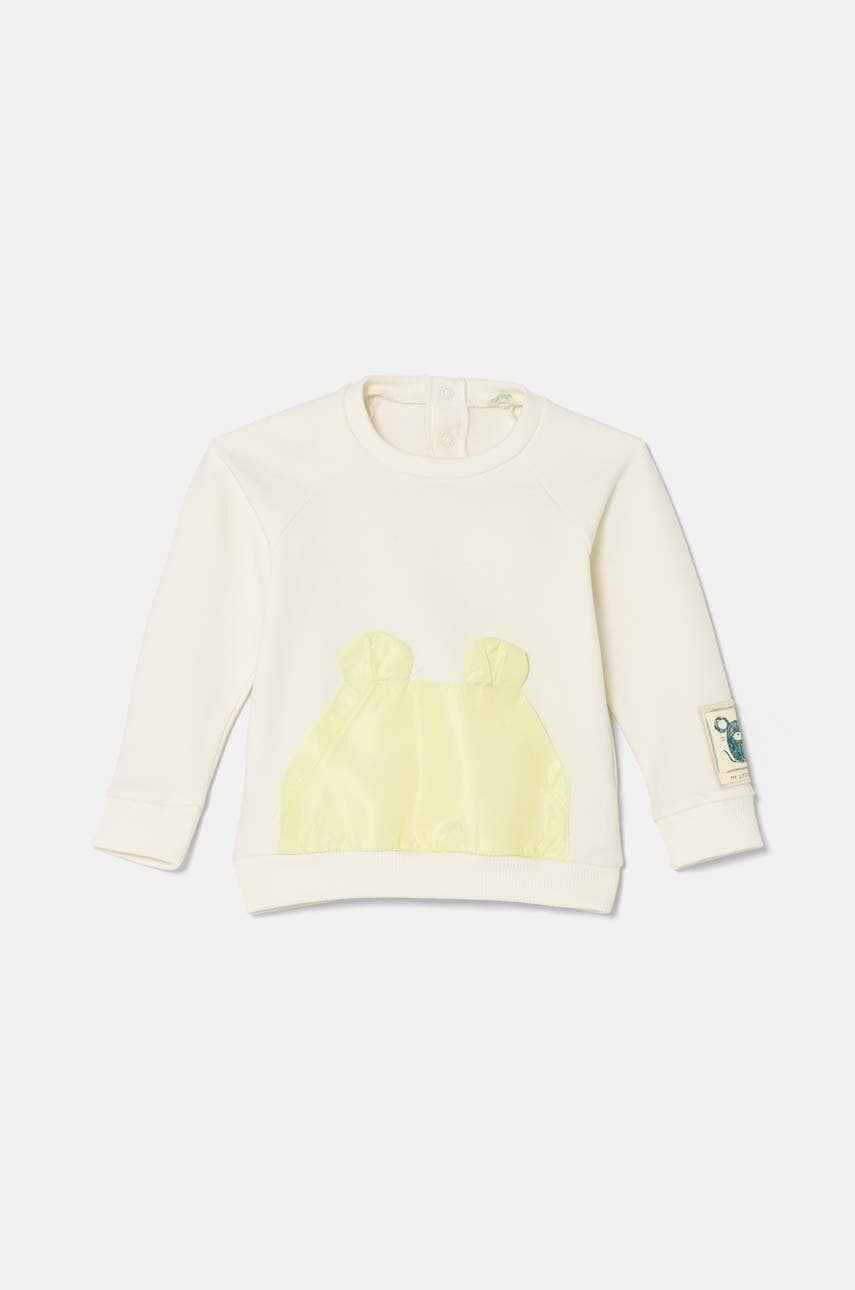 United Colors of Benetton bluza bebe culoarea bej, cu imprimeu, 32KNA1054
