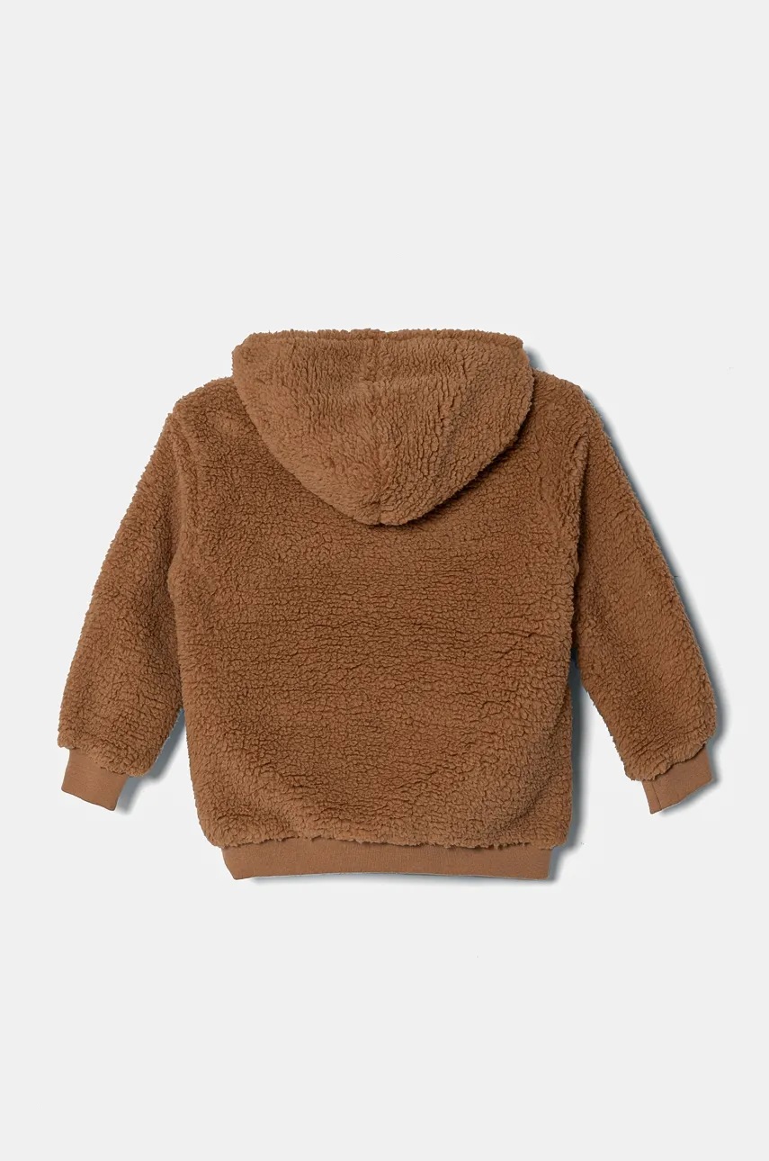Детская кофта Guess цвет коричневый с капюшоном с аппликацией H4BJ08 WGIQ0 Детская кофта Guess цвет коричневый с капюшоном с аппликацией H4BJ08 WGIQ0