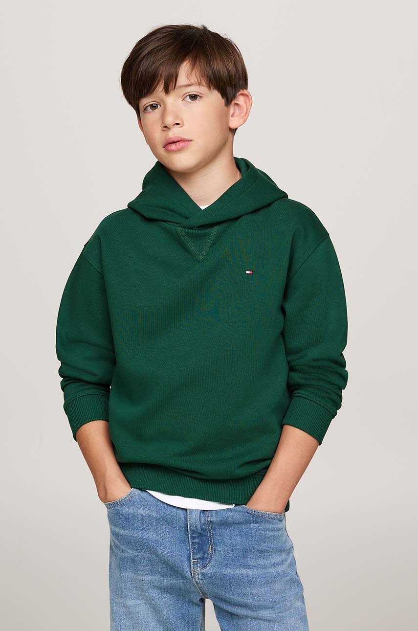 

Детски суичър Tommy Hilfiger в зелено с качулка с изчистен дизайн KS0KS00579, Зелен