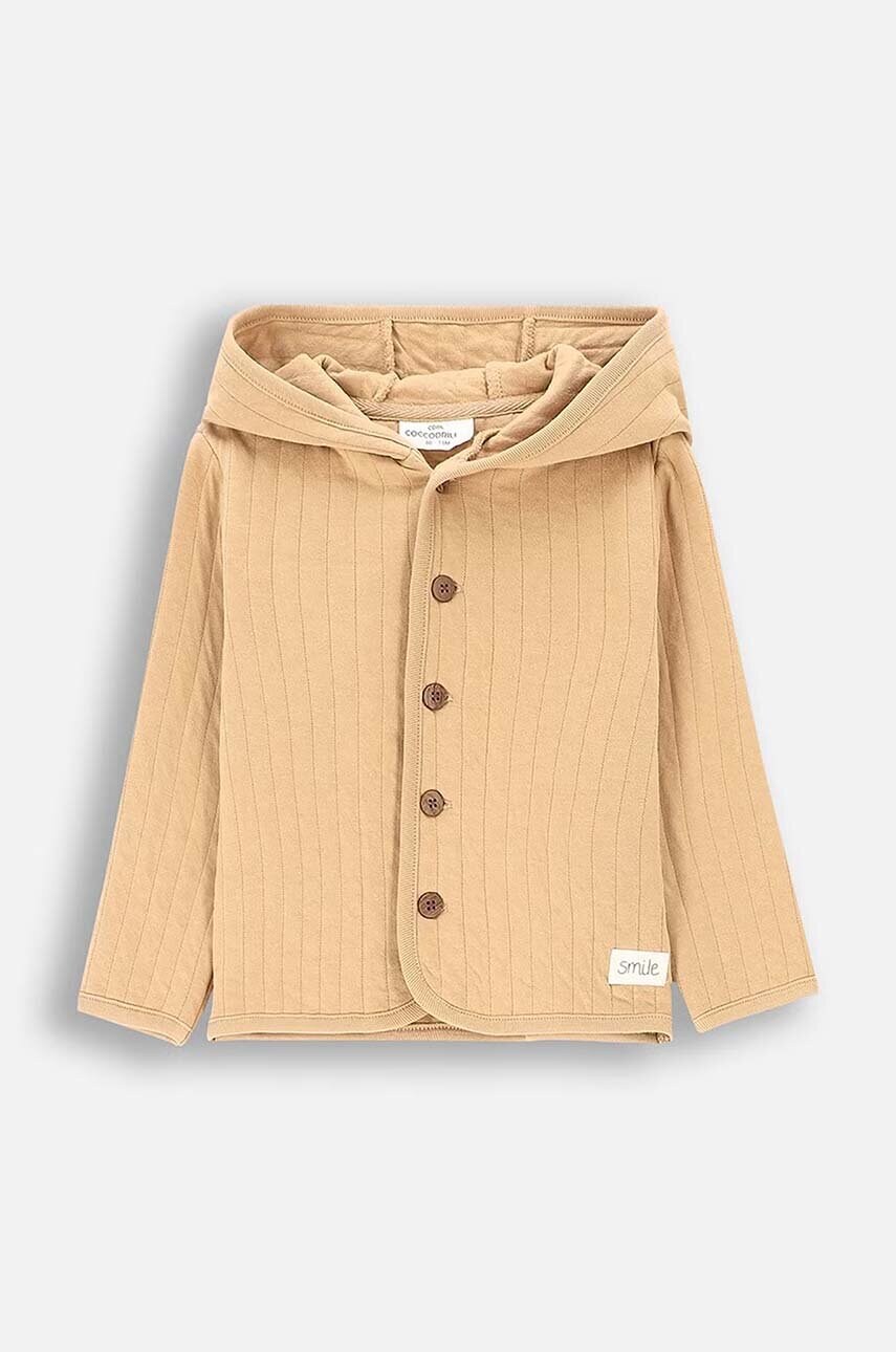 Coccodrillo bluza bebe culoarea bej, cu glugă, neted, SMILE BOY NEWBORN