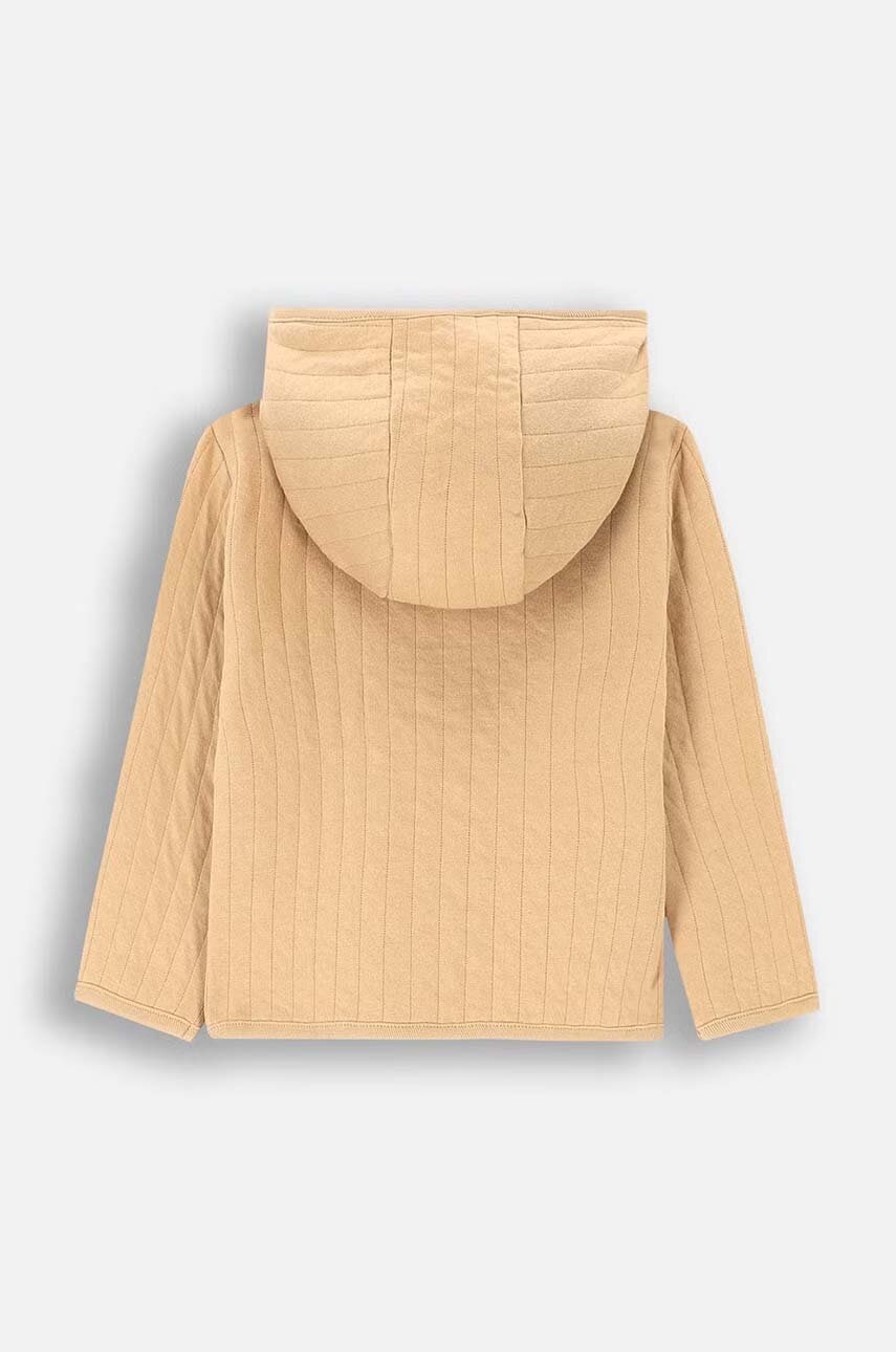 Кофта для младенцев Coccodrillo цвет бежевый с капюшоном однотонная SMILE BOY NEWBORN