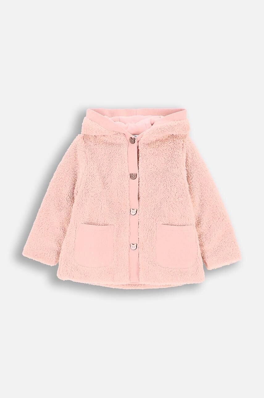 Coccodrillo bluza bebe culoarea roz, cu glugă, neted, CUTE GIRL NEWBORN